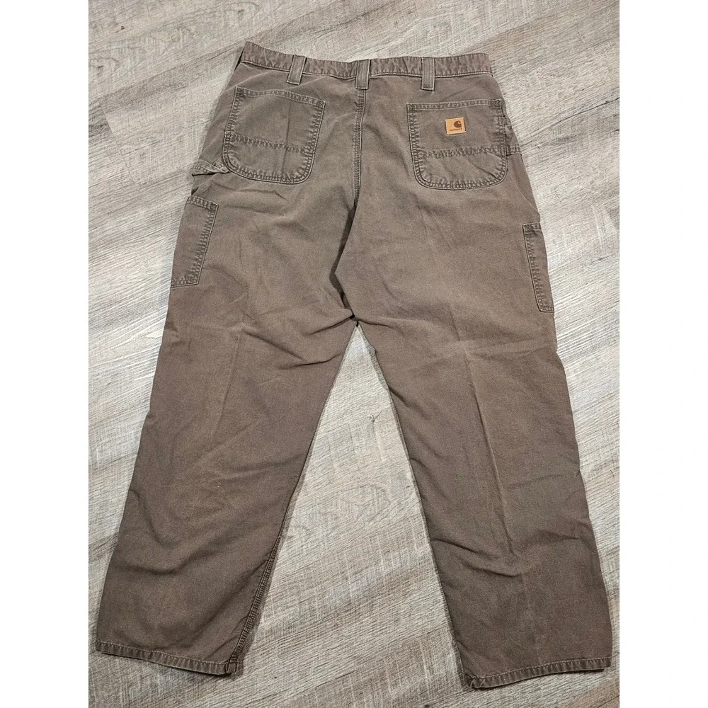 Carhartt B151 DFE Mens Brown Canvas Work Dungaree Pants 40x32‎ Straight Leg